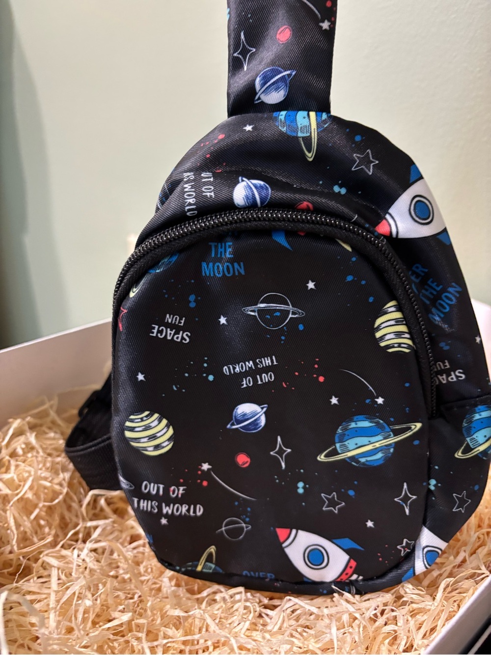 Kids Space Print Sling Bag - Black